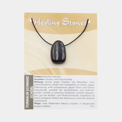 Healing Stones Edelsteinanhänger (große Karte) € 4,99/Stück VE=3/Set - Turmalin schwarz Schörl VE=3