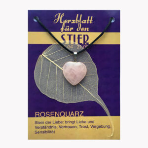 Anhänger Herzblatt Bestseller (große Karte) € 3,50/Stück VE=3/Set - Rosenquarz - Stier VE=3