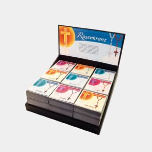 Edelstein Rosenkränze ab € 7,95/Stück VE=3 - Display Rosenkränze mit 27 Geschenkboxen