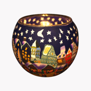 Fimo Windlichter Handarbeit verschiedenen Designs € 4,50/Stück VE=3 - Design Blaue Sterne VE=3
